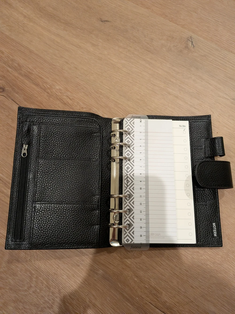 Moterm Pebbled Leather Planner - Personal Size, Black